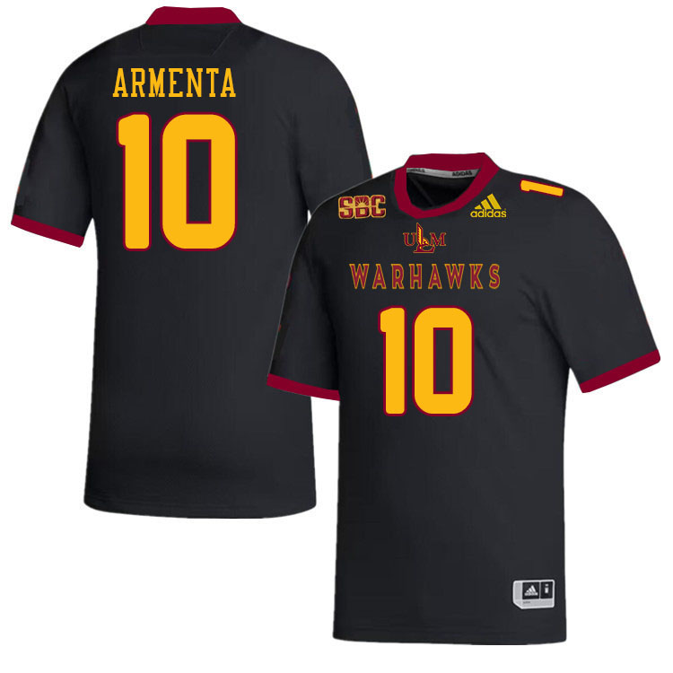 #10 Aidan Armenta Louisiana-Monroe Warhawks College Football Jerseys Stitched-Black